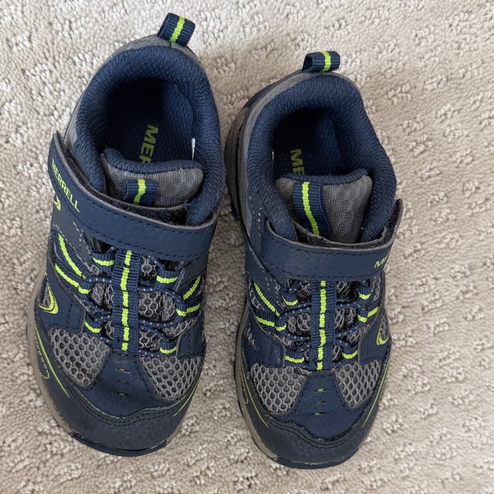 Merrell Kids Navy, Gray and Lime Athletic Sneakers - Picture 3 of 5